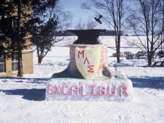 Excalibur ice culpture from an early 1960s Winter Carnival. Photo courtesy of Wayne Schupbach.